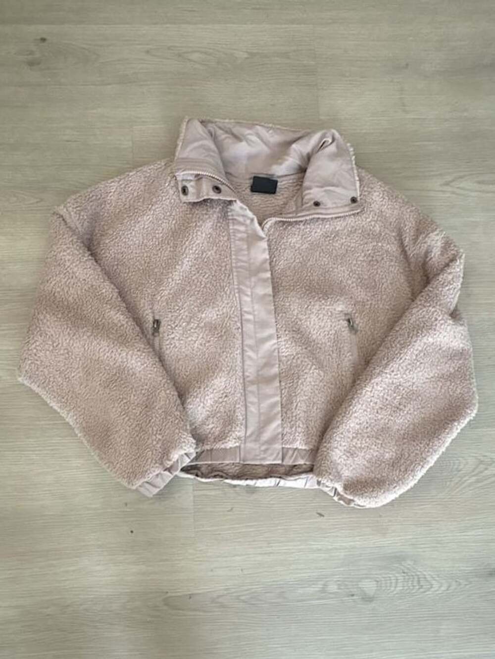 Vuori Women's Sherpa Zip Jacket Dusky Pink Faux Fur Teddy Coat Size M